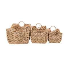 Boba - Set de 3 paniers en jacinthe d'eau tressée main sur fond transparent – Produit artisanal fait à la main · Kuênia
