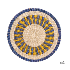 Oasis Marine - Set de table rond en jonc de mer tressé. fond transparent – Produit artisanal fait à la main · Kuênia