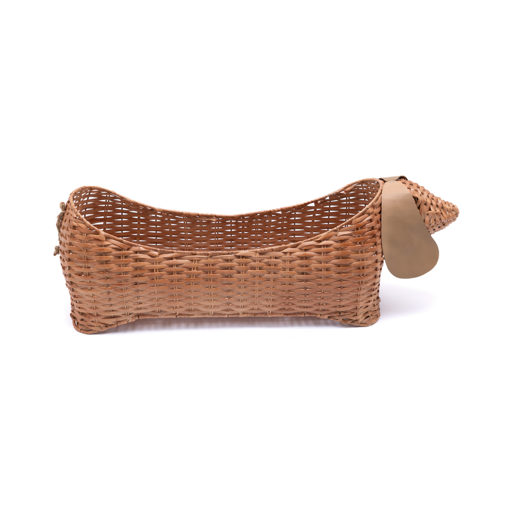 Sossi - Panier teckel en rotin naturel et oreilles en cuir – Produit artisanal fait à la main · Kuênia