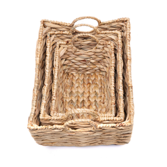 Boba - Set de 3 paniers en jacinthe d'eau tressée main – vue 4 – Produit artisanal fait à la main · Kuênia