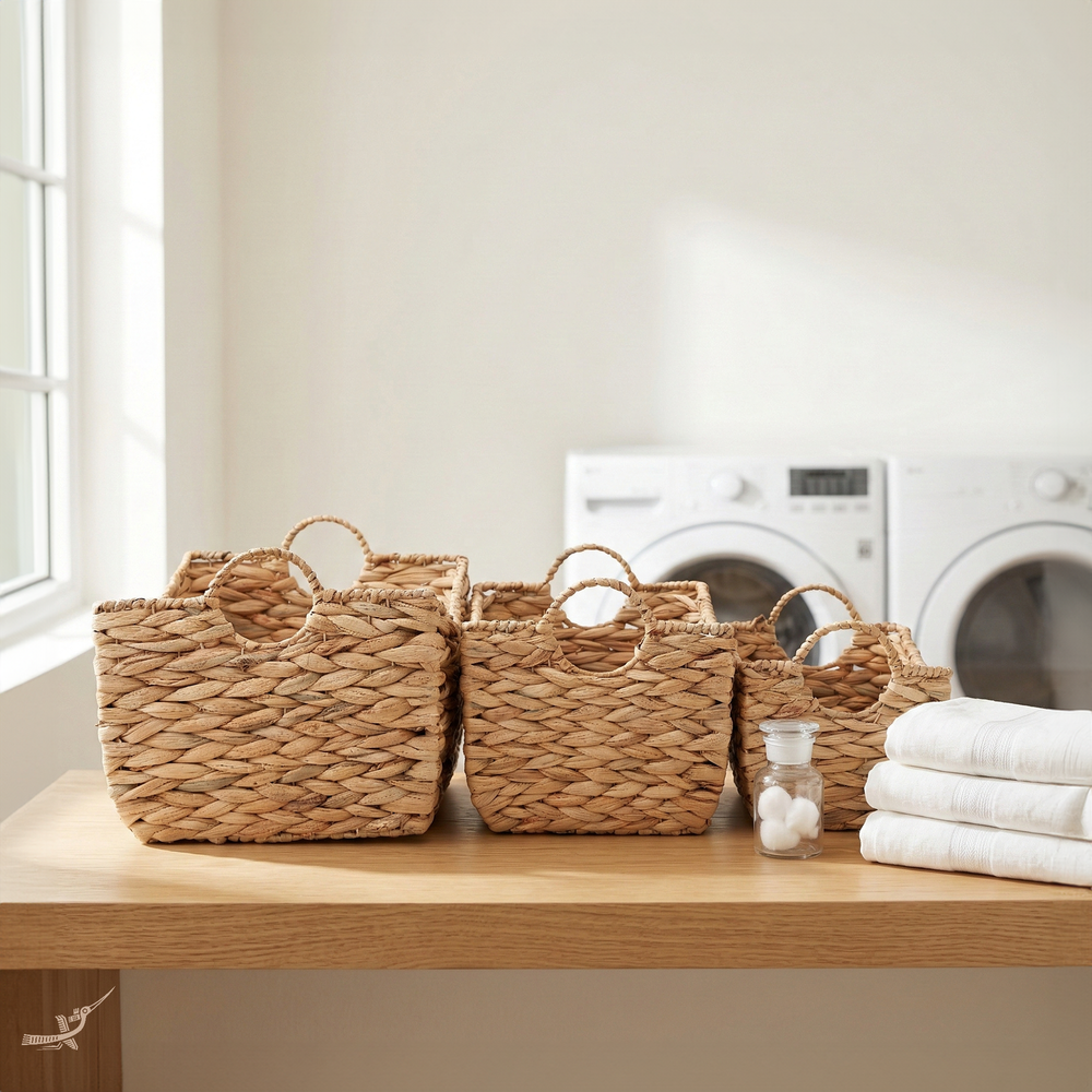 Boba - Set de 3 paniers en jacinthe d'eau tressée main – Produit artisanal fait à la main · Kuênia