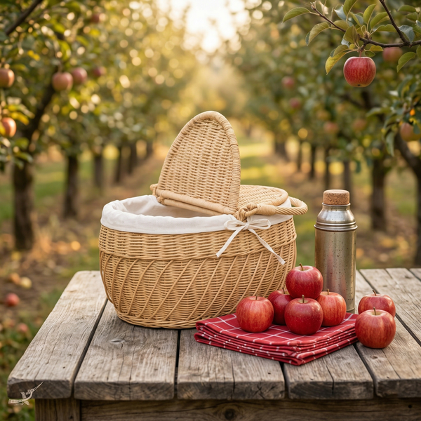 Kaigio - Picnic basket in handwoven rattan – lifestyle view – Handcrafted product, handmade · Kuênia