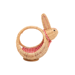 Taito - Panier lapin en rotin tressé main sur fond transparent – Produit artisanal fait à la main · Kuênia